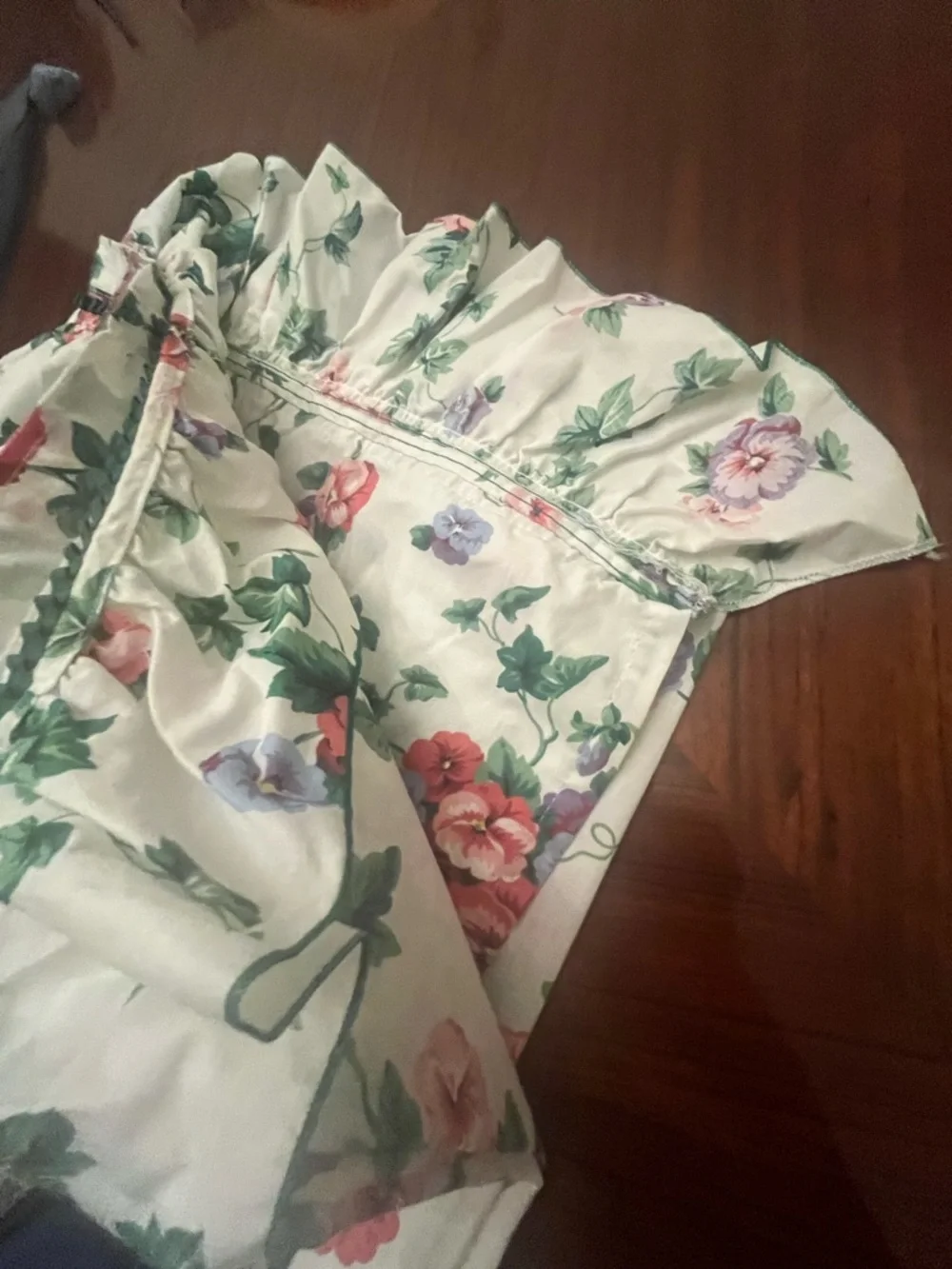 Floral Vintage Shower curtain Panel - Red, Purple & Green Flowers